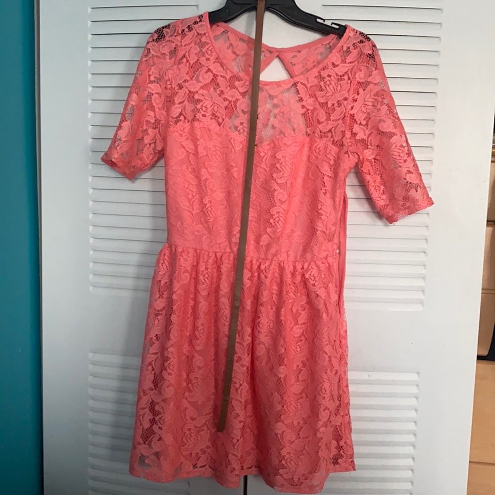 Pink flower lace dress